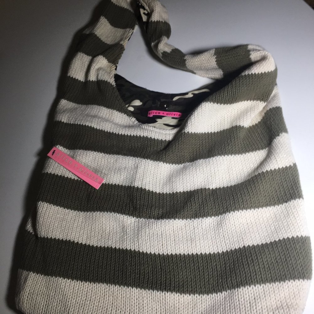 ALICE+OLIVIA reversible bag  - stripes & camo NWT